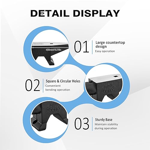 Heavy Duty Cast Steel Anvil with Round/Square Hole Large Countertop 88lb Horn Anvil Blacksmithing Metalsmith Tool Kit Stand Included - Poueer