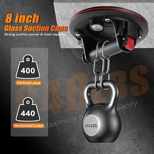 8' Heavy Duty Suction Cups with Pressure Gauge, Glass Suction Cups to Lift Large Glass, 2 Pack 880 lbs Load Capacity, Suction Cups with Carrying Case for Window,Tiles, Windshield - Poueer