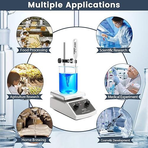 HYCC Magnetic Stirrer Hot Plate Max 520℉, 100-2000RPM Hot Plate with Magnetic Stirrer, 2000mL Magnetic Hotplate Stirrer, Magnetic Stirrer w/Thermometer, Magnetic Stir Bar, Stir Bar Retriever - Poueer