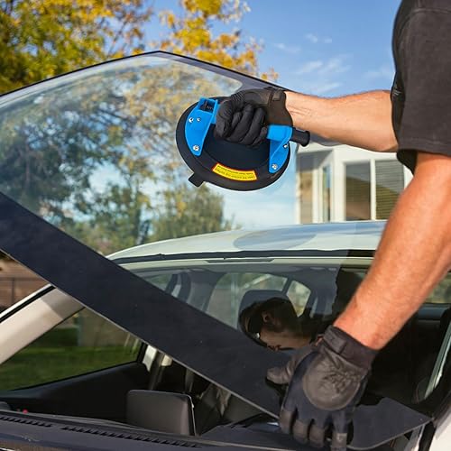 4Pack Glass Suction Cups to Lift Large Glass/Granite/Tile/Window, 2pcs Black and 2pcs Blue - Poueer