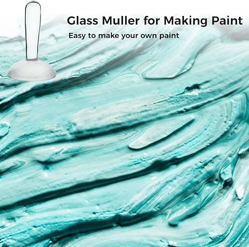 Paint Making Pestle Pigment Grinder For Grinding: Glass Muller Flat Bottom Clear - Poueer