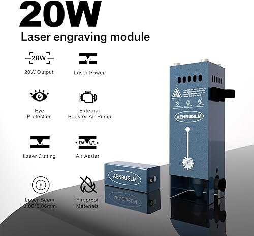 AENBUSLM 20W Laser Engraver Module,10000mW Output Power,Built-in Air Assist,Fixed-Focus,Double Ultra-Fine Compressed Spot CNC Carving DIY Laser Masterfor Laser Engraver Machine - Laser Class:lV - Poueer
