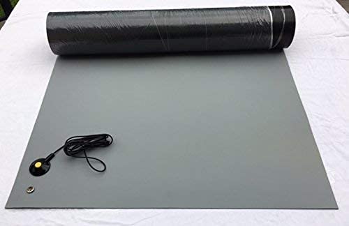 ESD Soldering Mat - Heat Resistant Anti-Static Table Mat - with Grounding Cord (24 inches x 24 inches (2' x 2'), Gray) - Poueer