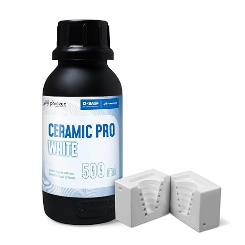 Phrozen Ceramic Pro Resin, Ceramic-Like Matt Finish, Ultra-Low Viscosity, for Industrial-Grade Mechanical Models (White, 1000ml) - Poueer