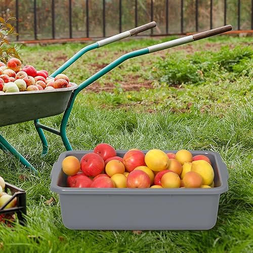 6-Pack 24 L Commercial Bus Tub, Plastic Bus Box, Gray - Poueer
