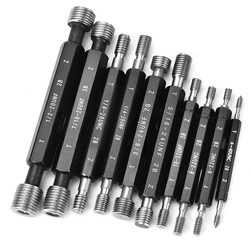 Thread Plug Gauge High Accuracy Double End Through Stop Measurement Hand Tool for Hardware Tool Thread Diameter Measurement 10Pcs (Imperial Thread) - Poueer