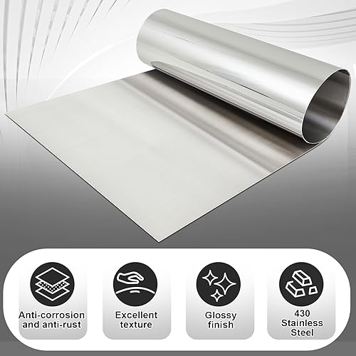430 Stainless Steel Sheet Metal 48 x 96 Inches 24ga Metal Plates Panel #4 Brushed Finish Magnetic Mount Board Wall Food Truck Restaurant Crafting Kitchen Floor Trailer Garage Gym (1 Pack) - Poueer