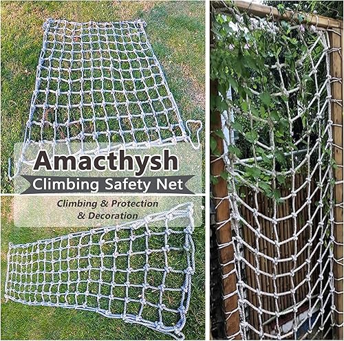 Heavy Duty Polyamide Climbing Cargo Net,Rope Ladder Netting for Training Equipment,Plant Support Net,Playground Frame Net(Size:10 * 10ft) - Poueer
