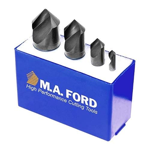 64100002 82° HSS Unfluted Countersink 4 Piece Set, 64006 - Poueer