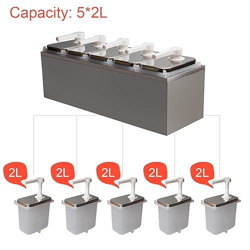 Condiment Pump Dispenser, Stainless Steel Ketchup Pump Dispenser with Measuring Jigger Set-Detachable Leak-Proof Design|for Sauce Honey Syrup Dressing|Commercial & Home Kitchen Use (2L-4jars) - Poueer