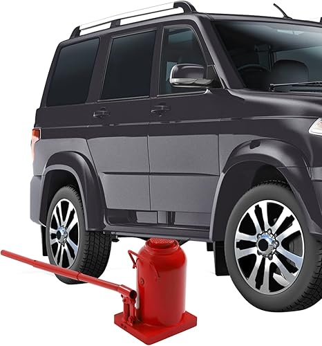 Hydraulic Welded Bottle Jack 50T(110,231lbs) Capacity for Auto Repair and House Lift, Red - Poueer