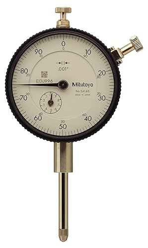 Mitutoyo 2416S-10 Dial Indicator, #4-48 UNF Thread, 3/8' Stem Dia., Lug Back, White Dial, 0-100 Reading, 57mm Dial Dia., 0-1' Range, 0.001' Graduations, +/-0.002' Accuracy - Poueer