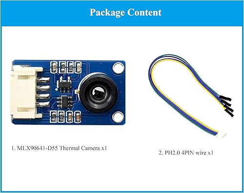 MLX90641 IR Array Thermal Imaging Camera, 55° Field of View, 16x12 Pixels, I2C Interface, Compatible with Raspberry Pi 5/ 4B/3B+/3B/2B/A+/Zero W/WH/Zero 2 W/Pico 2W/Ar-duino/STM32,etc. - Poueer