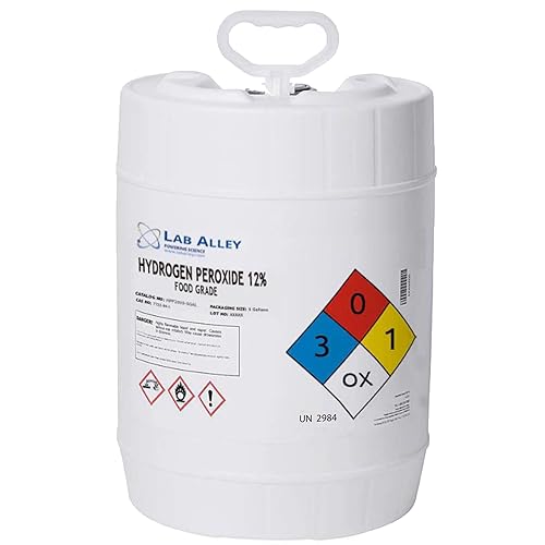 Hydrogen Peroxide 12% Food Grade, Kosher Certified, Halal, GMO-Free, Ideal for Kitchen, Laundry, Bath, Home - 1 Gallon - Poueer
