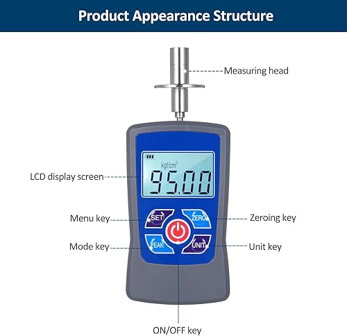 Weytoll Digital Fruit Hardness Tester Meter Mini Fruit Penetrometer Durometer with Range 0.2 to 15 Kgf/cm² (x10^5 Pa) Load Division Value 0. 01Kgf/cm² Pressure Head Diameter Φ11.1mm for Fruits - Poueer