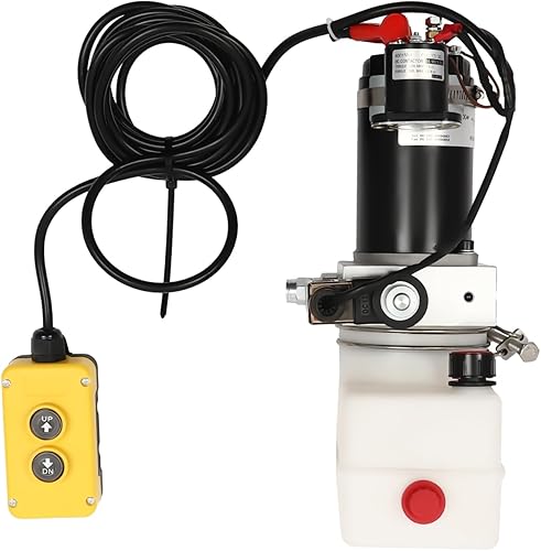 Hydraulic Power Unit 1.58 Quart Hydraulic Pump Dump Truck Hydraulic Pump Single Acting Dump Truck Hydraulic Pump 12V DC with Plastic Reservoir for Dump Trailer Car Lifting - Poueer