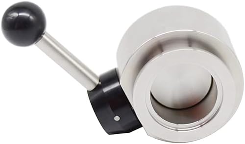 Sanitary Butterfly Valve, Inline, Lever Handle, Manual, 304 Stainless Steel, ISO-KF Interface, KF-40 NW-40 Vacuum Fittings, FKM / Viton Gasket Ring - Poueer