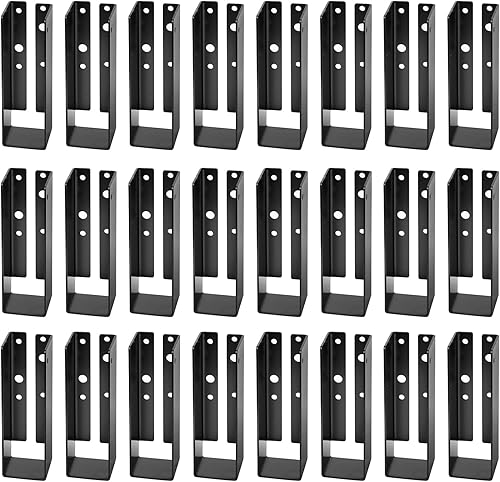 12PCS Concealed Joist Hangers, Concealed Flange Light Joist Hanger for Wood Rail, 2”x 4” Q235 Steel Joist Brackets - Poueer
