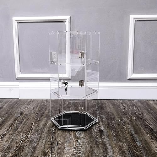 FixtureDisplays Clear Plexiglass Acrylic Spinning Cabinet Display Case for Jewewlry, Cell Phone, Valuable 12'x12'x22' 14603-NEW-NPF - Poueer