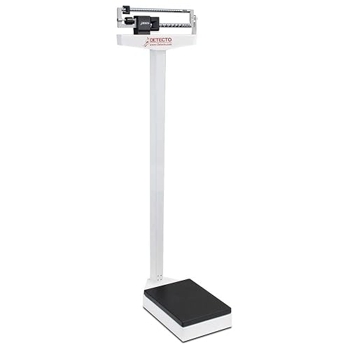 Detecto 437 Mechanical Physician Scale Without Height Rod - Die-Cast Beam with Black Aluminum Insert - Rigid Construction with Precise Results, Eye-Level Display - 450Lbs x 4 oz Capacity - Poueer