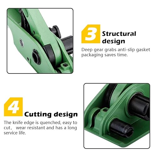 MYFAMIREA Heavy Duty Banding Strapping Kit with Tensioner Tool, 1/2' x 3500FT Polypropylene Plastic Packaging Strapping, 300 Metal Seals, Sealer Tool for Pallets, Logistics, Warehouse (Red) - Poueer