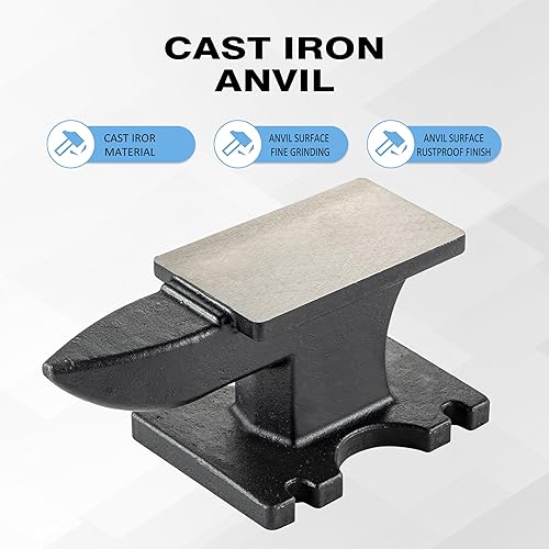 Heavy Duty Cast Steel Anvil with Round/Square Hole Large Countertop 88lb Horn Anvil Blacksmithing Metalsmith Tool Kit Stand Included - Poueer
