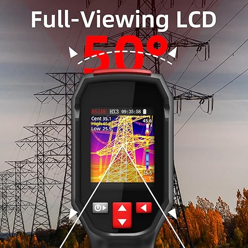 BSIDE Thermal Imaging Camera 240 x 240 Resolution Handheld Infrared Camera, 15 Thermal Palettes with 320 x 240 Full-Viewing TFT LCD for Home Inspection HVAC Electrical, 25Hz Refresh Rate, -4℉~1022℉ - Poueer