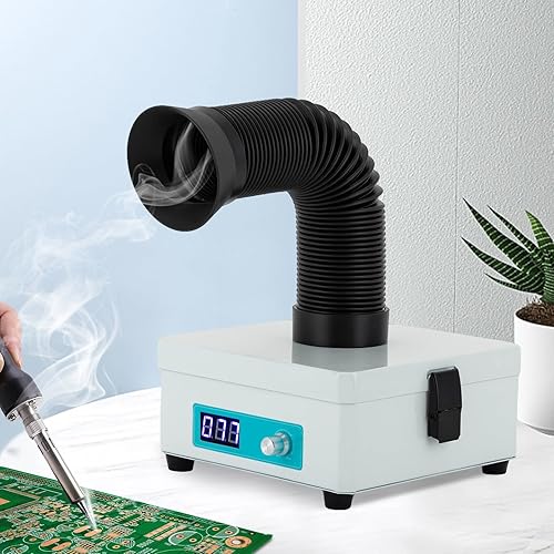 Fume Extractor Smoke Absorber Fan Fume Absorber for DIY Soldering Work, Phone Repair, Electric Iron Welding, H-E-P-A & Carbon 3-Stage Filter Desktop Portable - Poueer