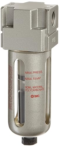 AFM30-N02D-Z Mist Separator, Removes Oil Mist, Polycarbonate Bowl with Bowl Guard, Float Auto Drain (N.O.), 0.3 Micron, 16 scfm, 1/4' NPT - Poueer