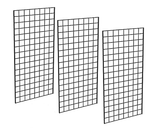 Only Garment Racks #1899BLK (3PCS) Only Garment Racks Commercial Grade Gridwall Panels – Heavy Duty Grid Panel for Any Retail Display, 2’ Width x 4’ Height, 3 Gridwall Panels Per Carton (Black Finish) - Poueer