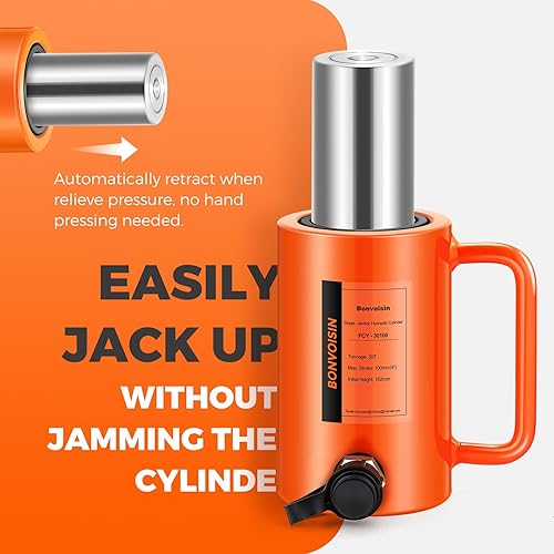 Bonvoisin Hydraulic Ram Cylinder 50T Hydraulic Cylinder Jack Porta Power Ram 4' Stroke Single Acting Lifting Cylinders for Machinery Shipbuilding - Poueer