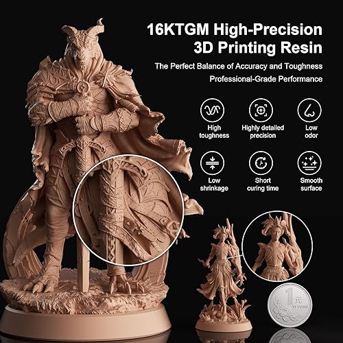 NOVA3D 16K TGM 3D Printer Resin,Tabletop Gaming,High Toughness,Impact Resistance Ultra Precision,405nm LCD Rapid Photopolymer Resin for Board Game Character Model LCD 3D Printing Navy Grey Resin 1kg - Poueer