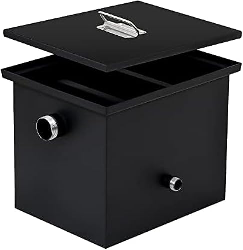 Commercial Grease Trap,Stainless Steel Grease Interceptor,Under Sink Grease Trap Waste Water Oil-Water Separator,for Restaurant Factory Home Kitchen,8 LB,Black - Poueer