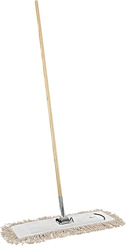 Boardwalk BWKM245C 24 in. x 5 in. Cotton Head 60 in. Wood Handle Cotton Dry Mopping Kit - Natural (1-Kit) - Poueer