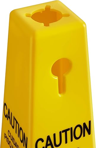 Dryser 3-Pack 26' Caution Wet Floor Cones - Yellow English/Spanish Warnings - Poueer
