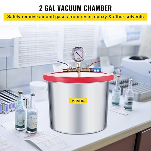VEVOR Vacuum Chamber, 2 Gallon Vacuum Chamber for Resin, Stainless Steel Degassing Chamber with Acrylic Lid, 7.6L, Vacuum Gauge Included - Poueer