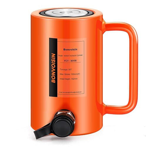 Bonvoisin Hydraulic Ram Cylinder 50T Hydraulic Cylinder Jack Porta Power Ram 4' Stroke Single Acting Lifting Cylinders for Machinery Shipbuilding - Poueer