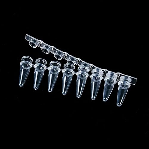 PCR Tubes with 0.2ml Thin Wall,Strip of 8 Tubes with Flat Caps,200 Strips/Bag（Flat caps Included） - Poueer