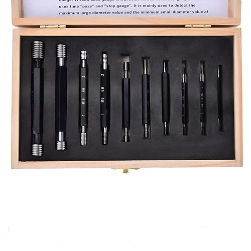Thread Plug Gauge High Accuracy Double End Through Stop Measurement Hand Tool for Hardware Tool Thread Diameter Measurement 10Pcs (Imperial Thread) - Poueer