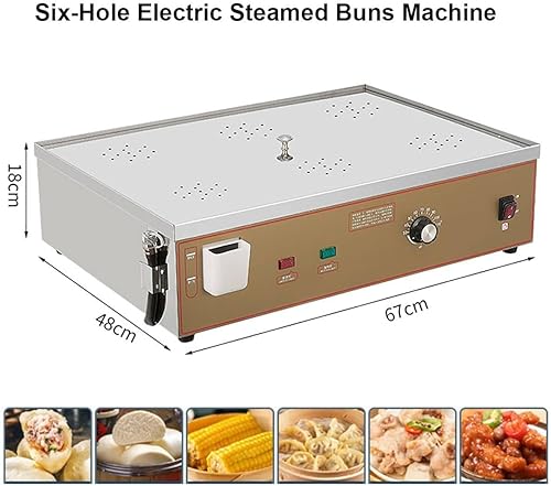 Electric Steamed Bun Machine - Commercial 2/4/6-Hole Electric Steamer with Independent Water, Temperature Range 30-110°C for Efficient Cooking - Poueer
