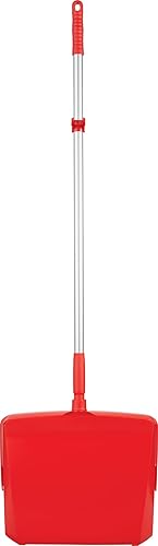 Remco - A Vikan Company 62504 Lobby Dustpan with Broom, Polypropylene/Polyester/Aluminum, 7' X 14' Bin, 37' Handle, Red - Poueer