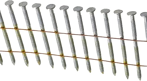 kimllier 3600 Count Coil Siding Nail Full Round Head Wire Collated Coil 15-Degree 2-Inch x .092-Inch Ring Shank Hot Dipped Galvanized - Poueer
