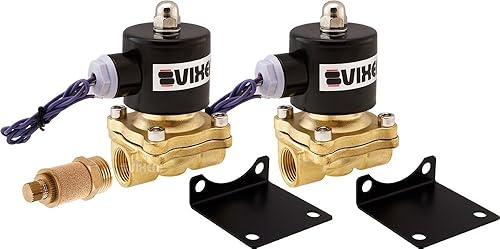 Vixen Air 1/2' NPT Air Ride Suspension High Flow Electric Air Valve (Solenoid) 210 PSI (2-Pack) with One 1/2' Flow/Dump Control Valve VXF2012M-2 - Poueer