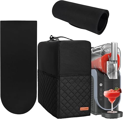 Slushie Machine Dust Cover and Sliding Mat BUNDLE Compatible with Ninja Sluchie Machine, Black - Poueer