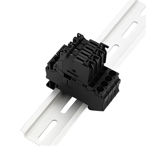 10Pcs ST 4-HESI Black 5X20 Fuse Holder with Disconnect Lever Spring Fuse Terminal Block DIN Rail Connector ST4-HESI(Without Fuse) - Poueer