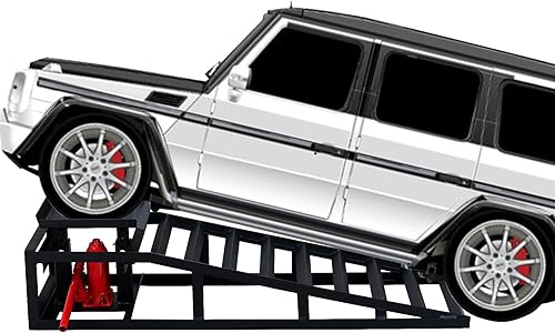 2 Pack Hydraulic Car Ramps 5T 11000lbs Low Profile Car Lift Service Ramps Truck Trailer Garage,Height Hydraulic Vehicle Ramps, Lift Height 9.8-15 Inches -Black - Poueer