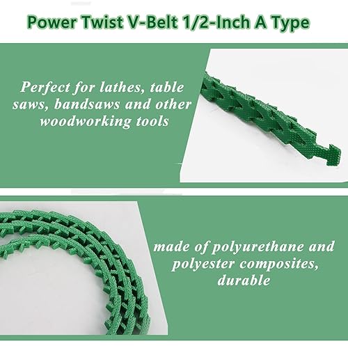 10FT Power Twist V Belt,1/2-Inch x 10 Feet A Type, Adjustable Link Belt for Table Saw/Wood Lathe/Drill Presses - Poueer