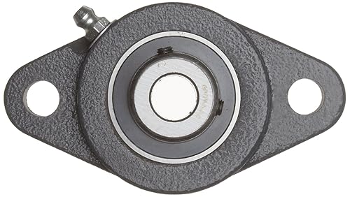 VF2S-212 Normal-Duty Flange Unit, 2 Bolt, Setscrew Lock, Regreasable, Contact and Flinger Seal, Cast Iron, Inch, 3/4' Bore, 3-17/32' Bolt Hole Spacing Width, 4-13/32' Overall Width - Poueer