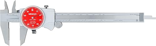 Mitutoyo 505-742-54J 0-6 Inch, .001 Inch Dial Caliper, .1 Inch/Revolution, Red Face - Poueer
