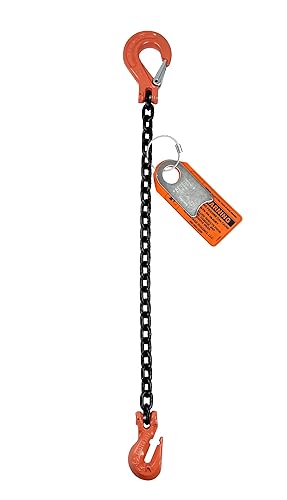 Chain Sling - 1/2' x 10' Single Leg with Grab and Sling Hook - Grade 100 - Poueer